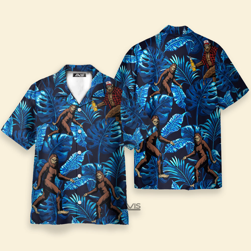 Tropical Bigfoot Blue Aloha - Hawaiian Shirt Summer Vibe