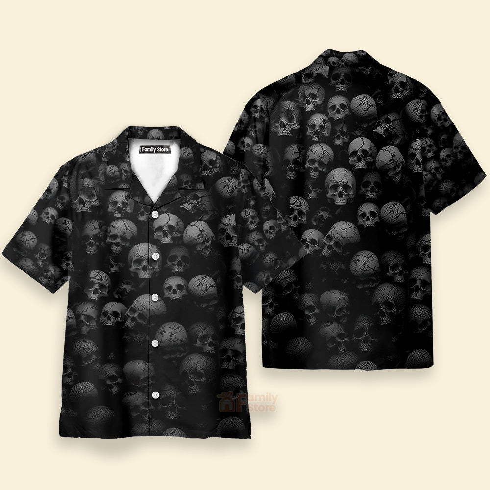 Skull Black Hawaiian Shirt For Men & Women