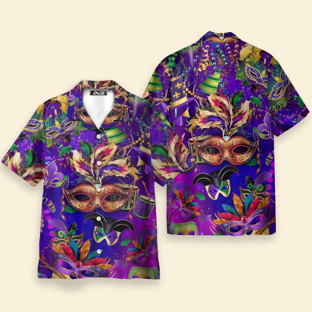 Happy Mardi Gras Purple - Hawaiian Shirt