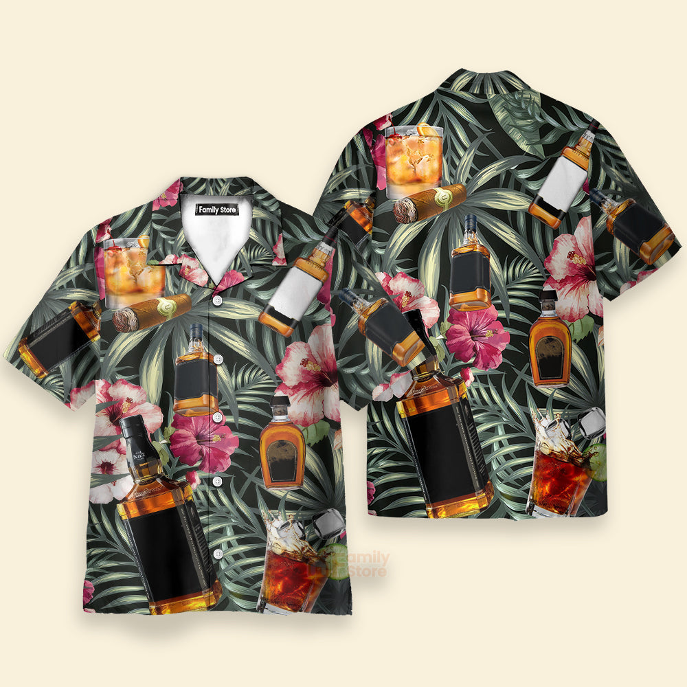 Wine Bourbon Tropical Leaf - Hawaiian Shirt