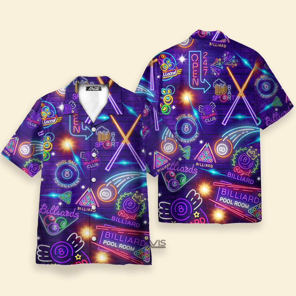 Billiards Pool Room Neon - Hawaiian Shirt