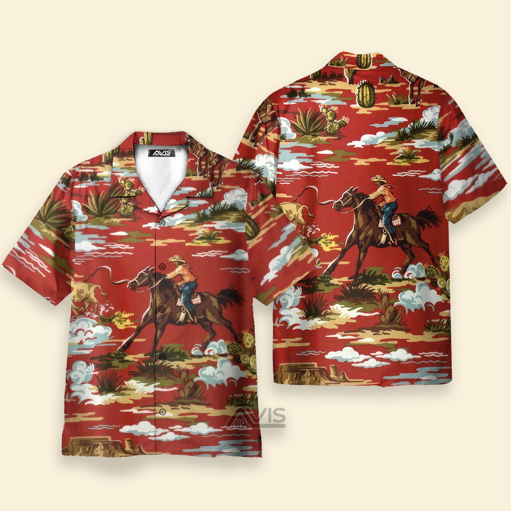 Cowboy Equestrian Cactus Red - Hawaiian Shirt