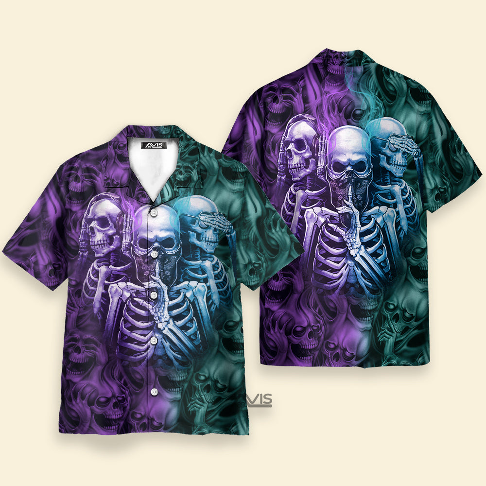 Skull Neither Hear Nor See - Hawaiian Shirt