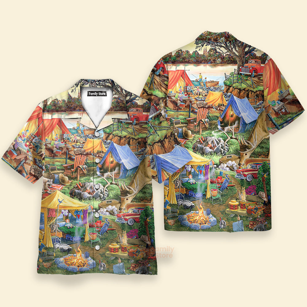 Camping Glamping Tent Family Picnic Happiness - Hawaiian Shirt