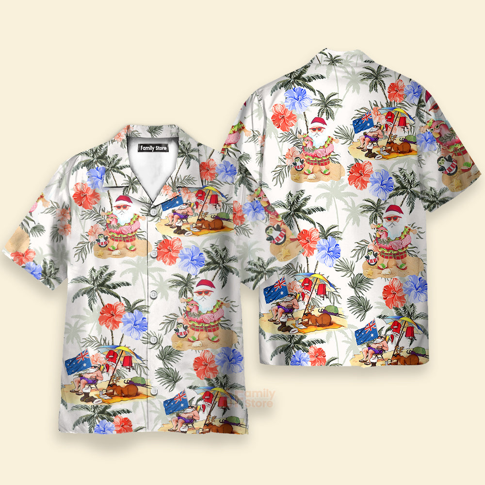 Christmas In July Santa Enjoy Time For Some Beach Therapy Hawaiian Shirt