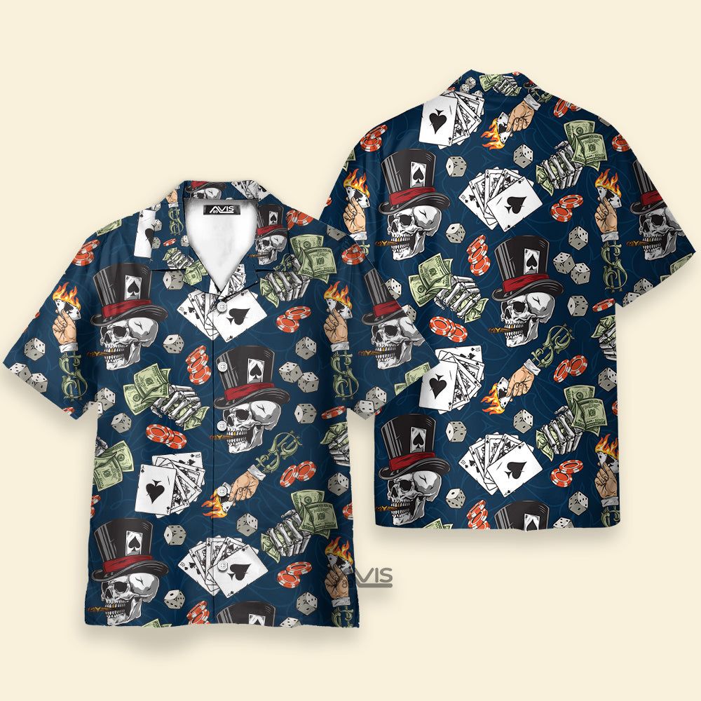 Lucky Dice Spades Gambling Skull - Hawaiian Shirt