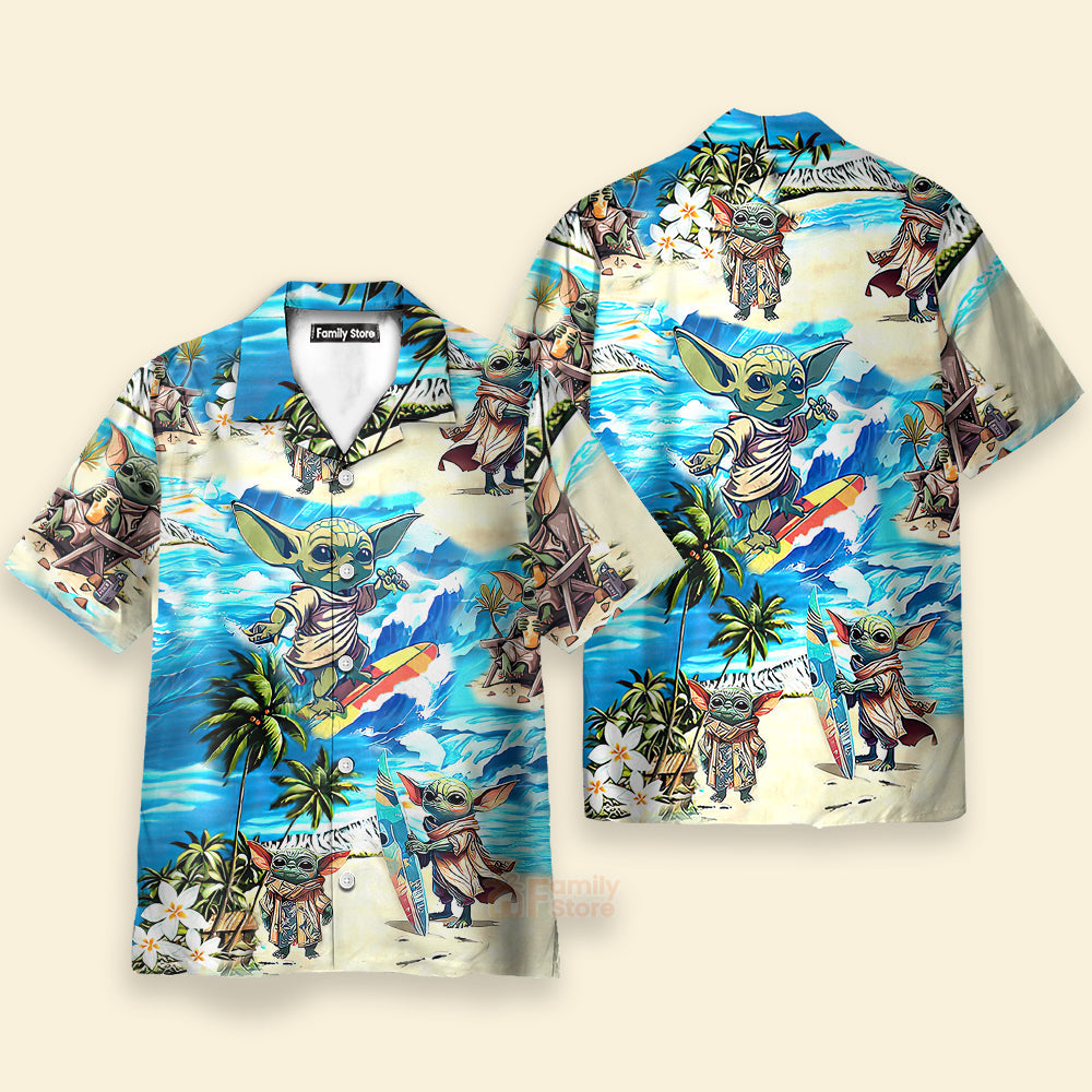 Baby Yoda Stwa Surfing - Hawaiian Shirt For Men, Women, Kids