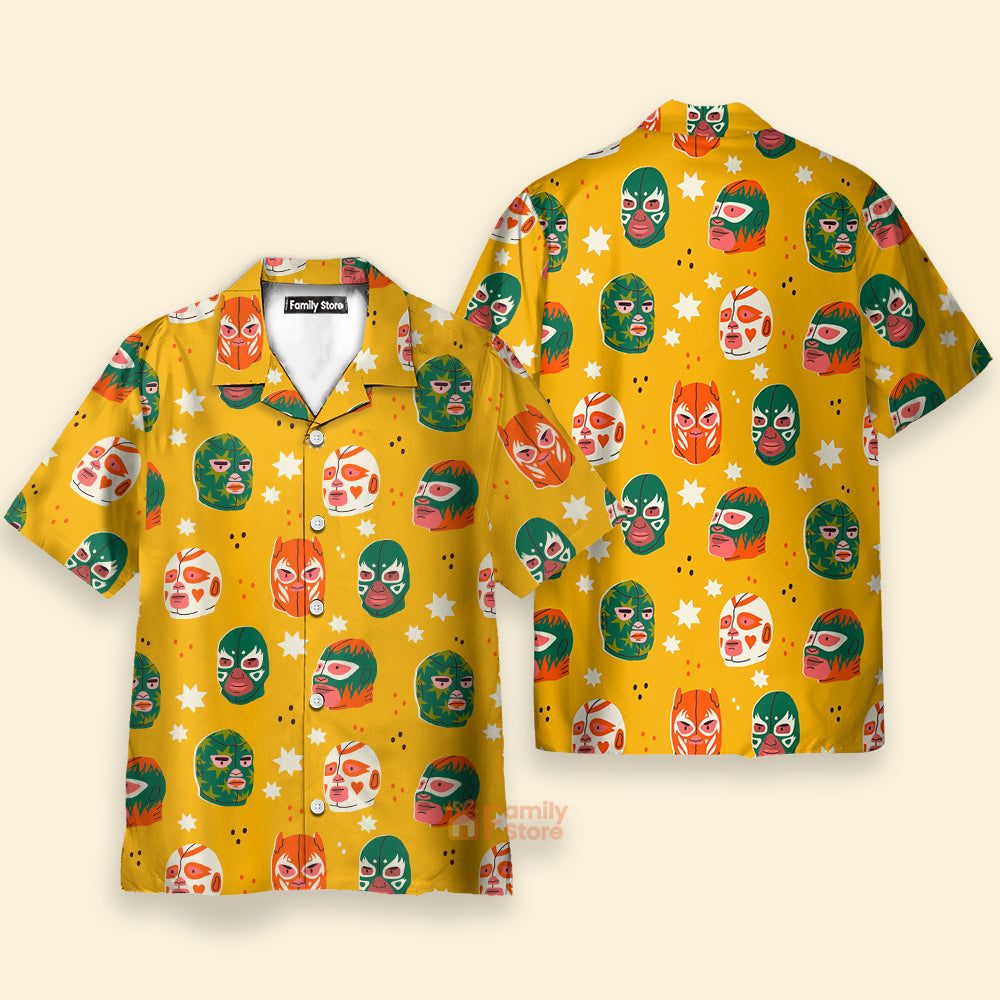Wrestling Character Pattern Yellow - Hawaiian Shirt