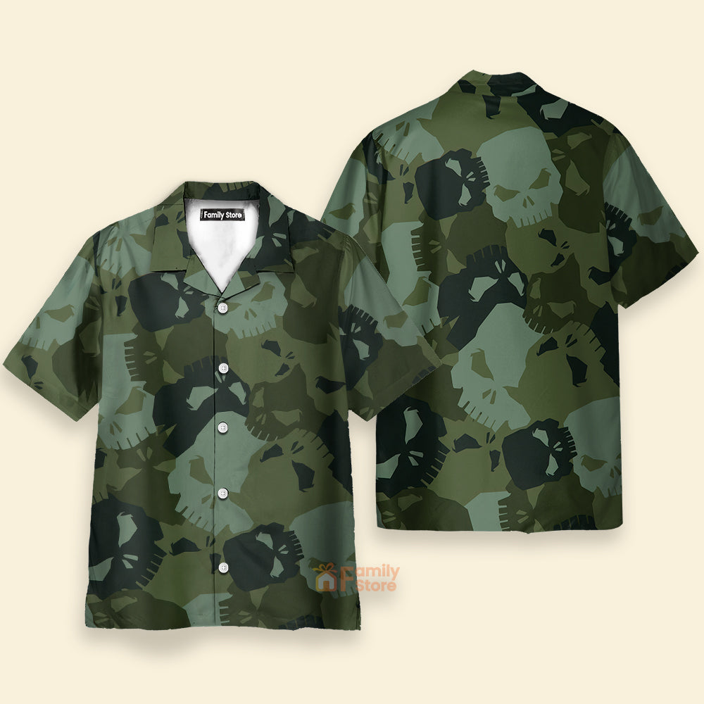 Camouflage Skull Pattern - Hawaiian Shirt