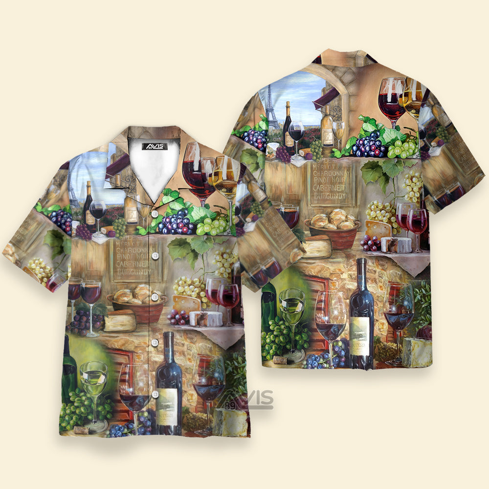 Wine Grape And Cheese Art - Gift For Men And Women - Hawaiian Shirt