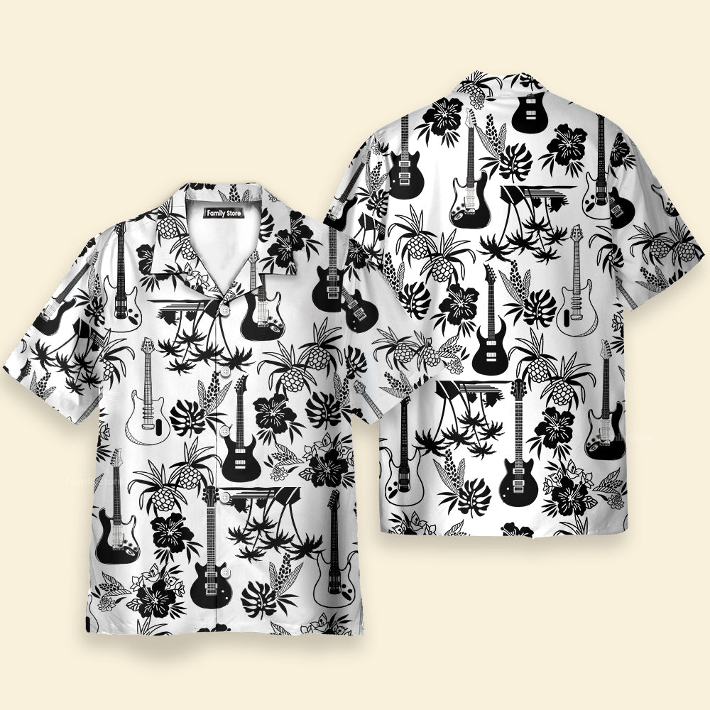 Guitar Music With Electric Guitar Hawaiian Shirt