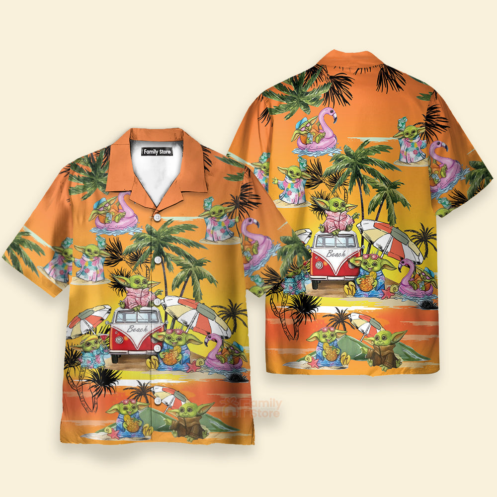 SW Cartoon Baby Yoda Orange - Hawaiian Shirt