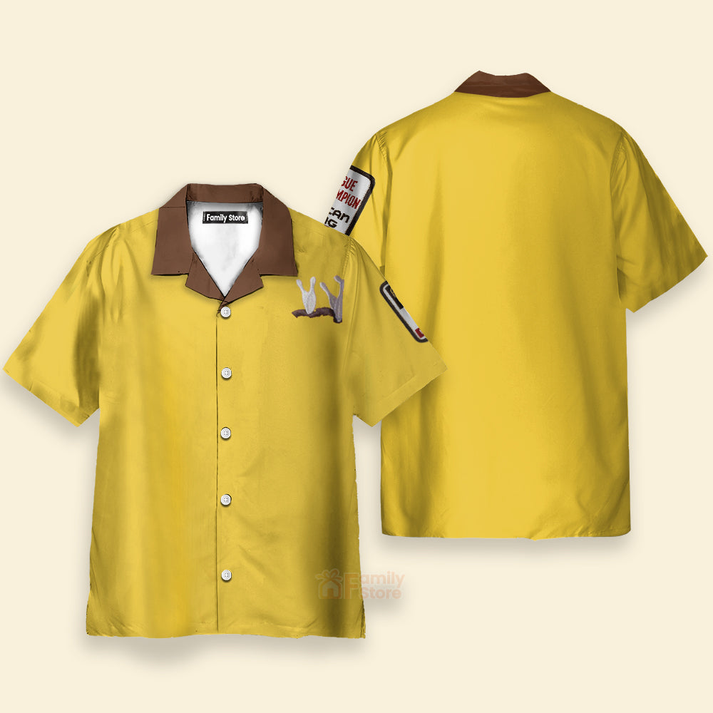 Vintage Bowling-Style Hawaiian Shirt - Retro Yellow & Brown Button Up Hawaii Shirt