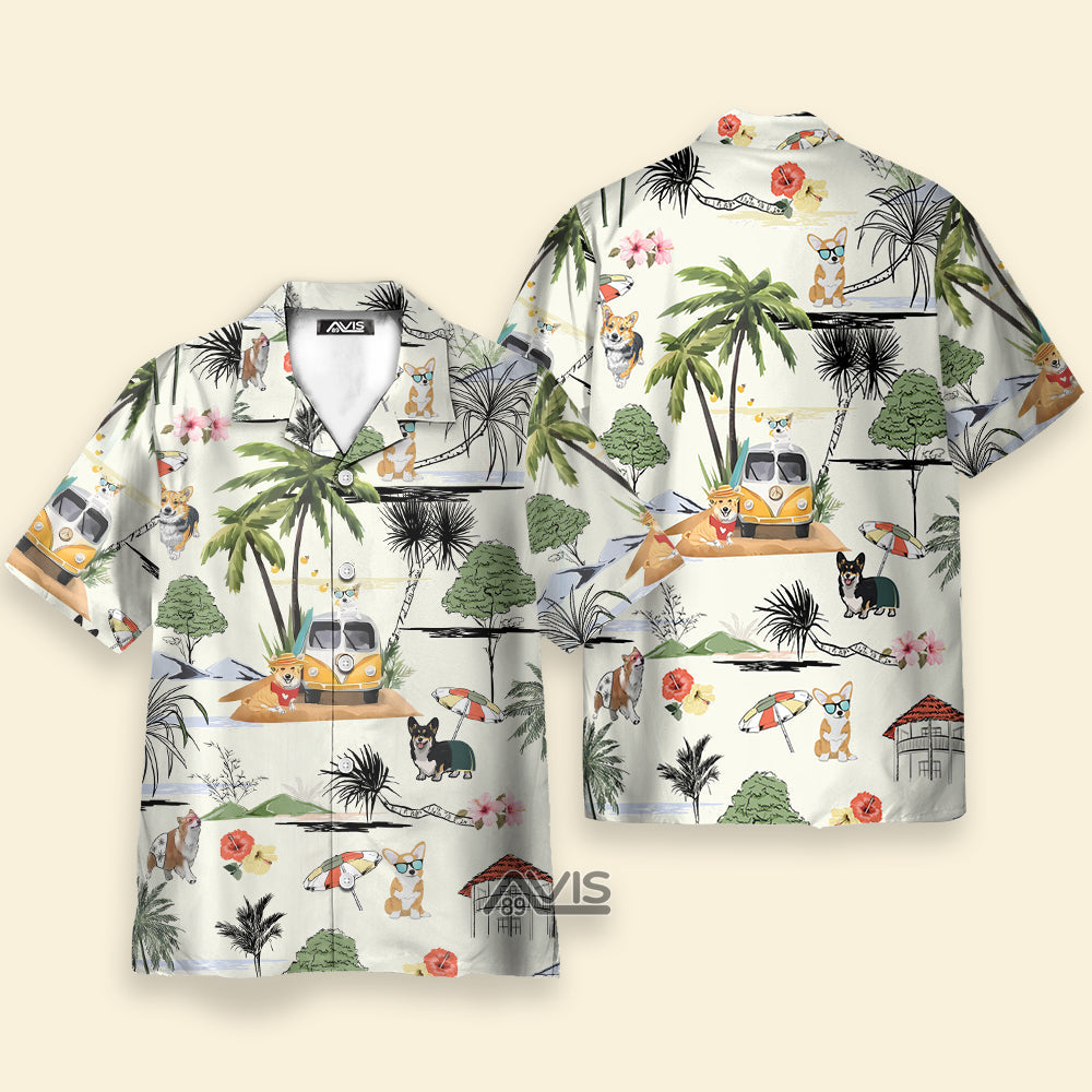 Corgi Hawaii Beach - Hawaiian Shirt