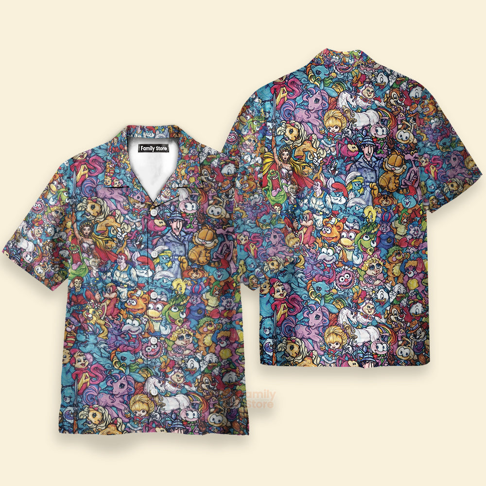 80S Throwback Cartoon Pattern Hawaiian Shirt