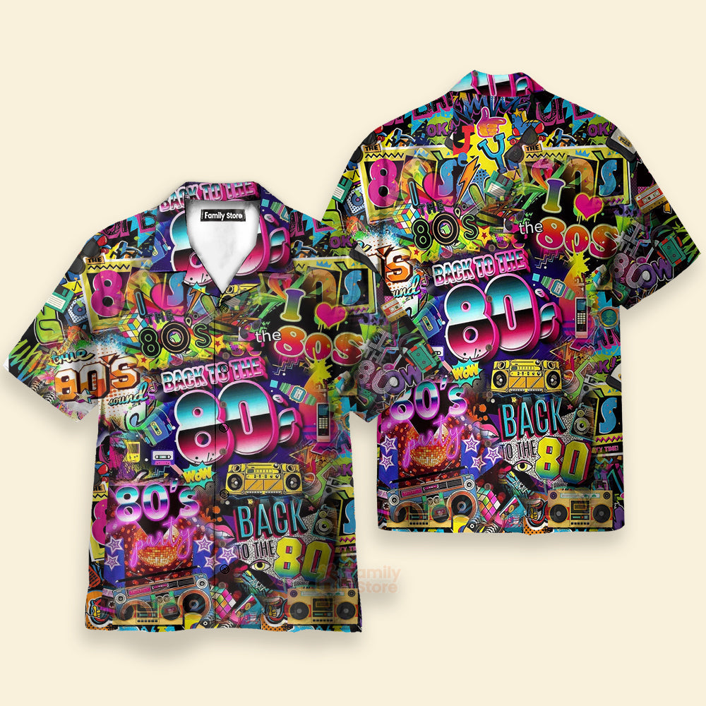 Back To The 80s Music Party Color Lights Hawaiian Shirts