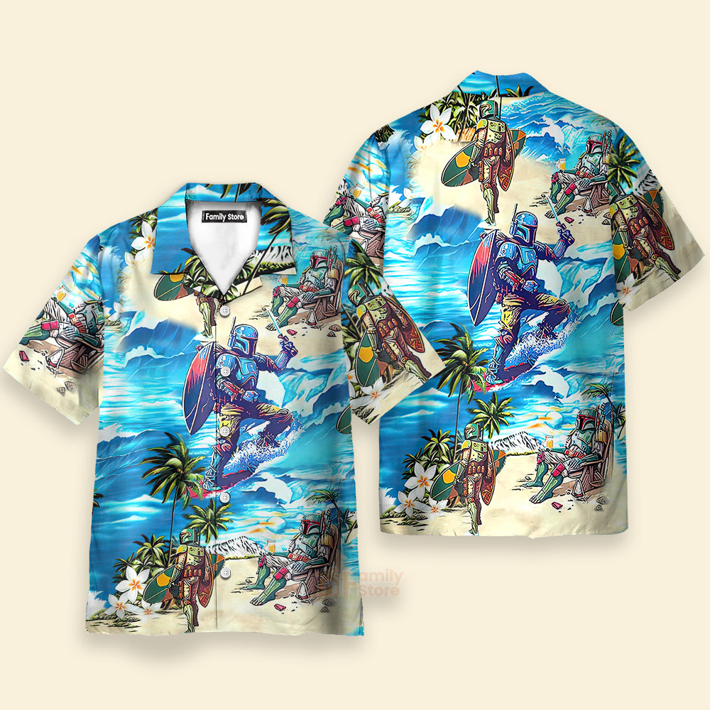 Boba Fett Stwa Surfing - Hawaiian Shirt For Men, Women, Kids