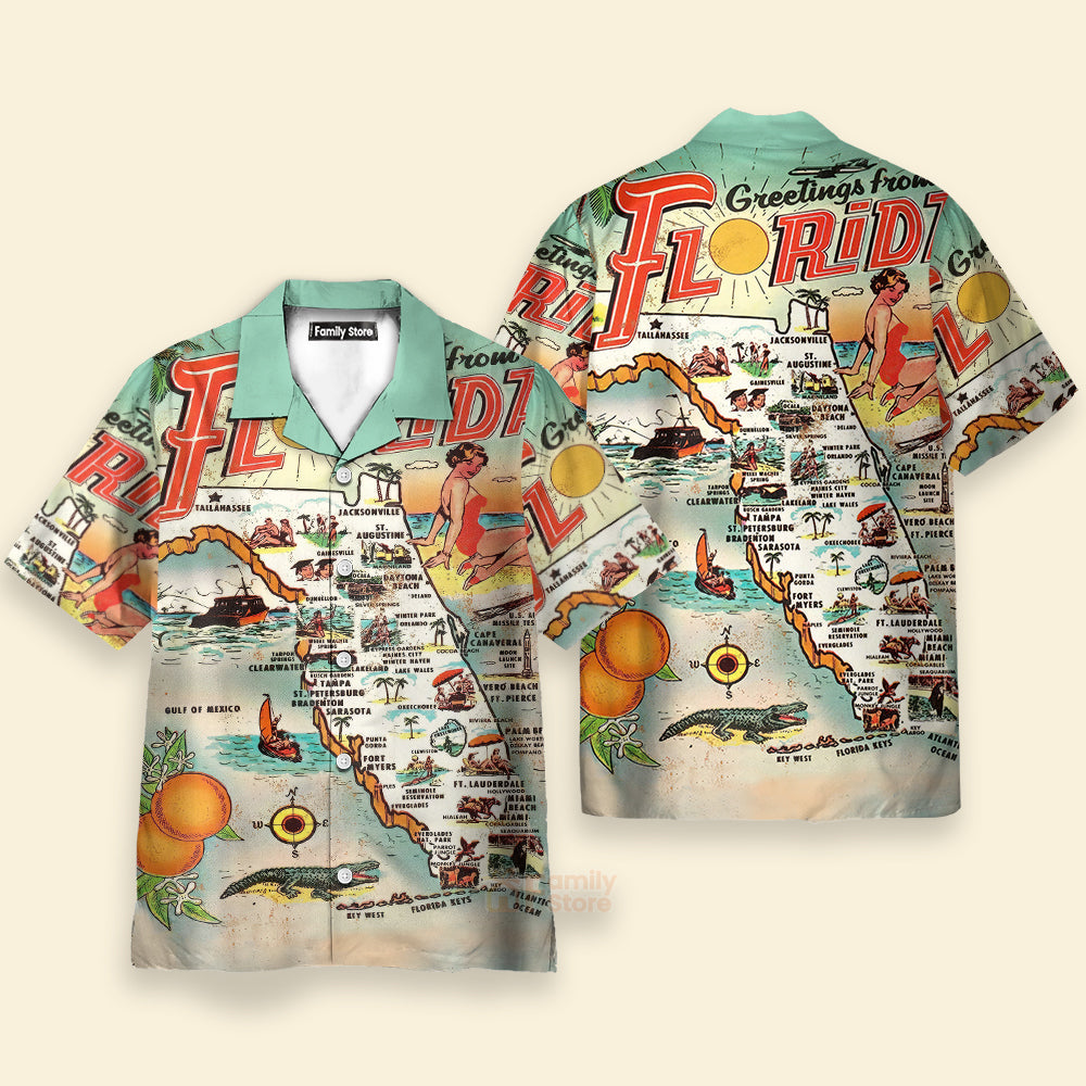 Coastal Vibes A Greeting From Florida - Hawaiian Shirt