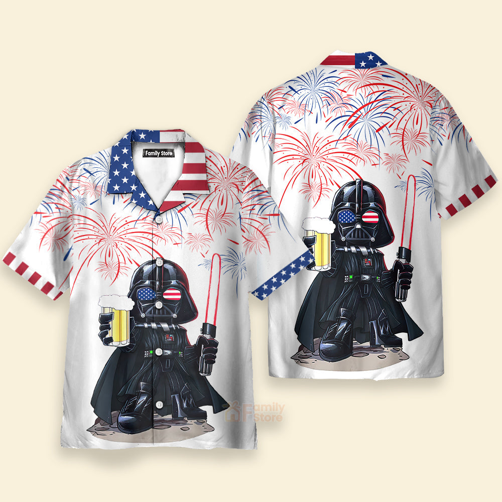 Independence Day SW Darth Vader With Beer - Hawaiian Shirt