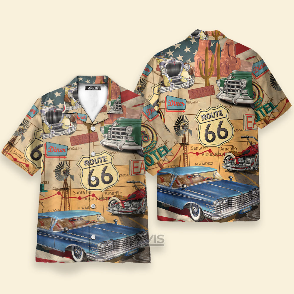 Amazing Vintage Muscle Car On Route 66 Vacation - Hawaiian Shirt