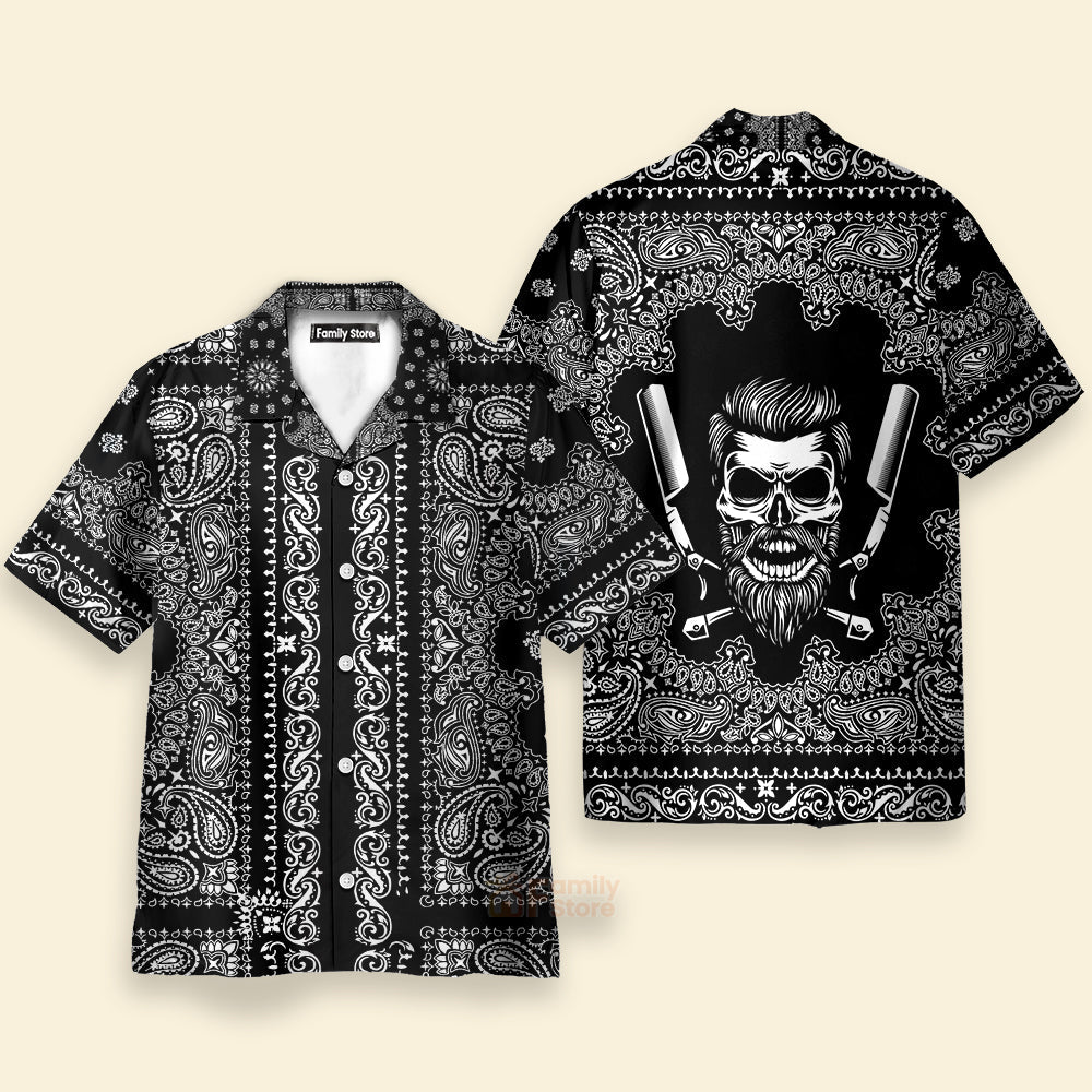 Barber Bandana Style White - Funny Pattern Hawaiian Shirt