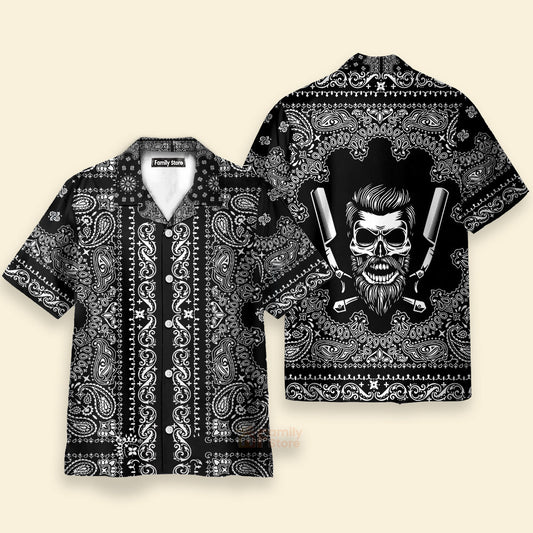 Barber Bandana Style White - Funny Pattern Hawaiian Shirt