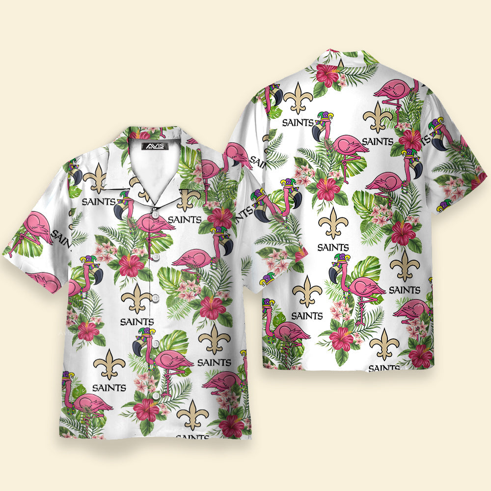 Happy Mardi Gras New Orleans Saints Floral - Hawaiian Shirt