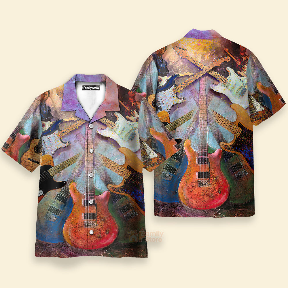 Guitar Abstract Colorful Lover Guitar Art Style Hawaiian Shirt