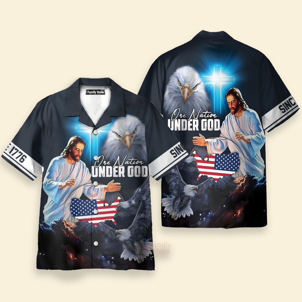 Christian Jesus One Nation Under God Since 1776 Hawaiian Shirt - KLZ1072284Lb