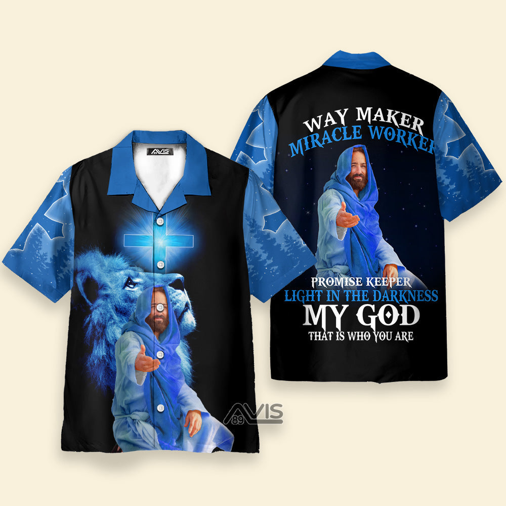 My Faith-Inspired Lion Save Me Blue And Black - Hawaiian Shirt