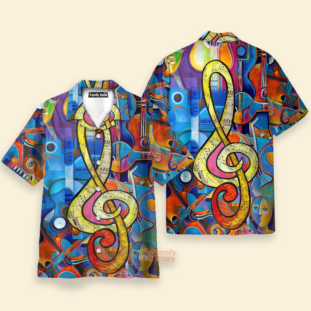 Music Note Guitar - Hawaiian Shirt