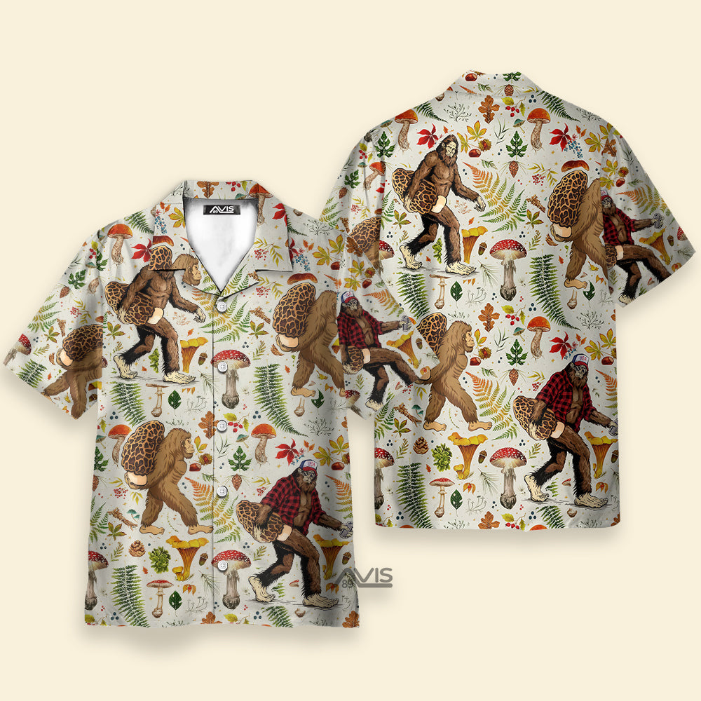 Bigfoot With Morel Mushroom - Hawaiian Shirt