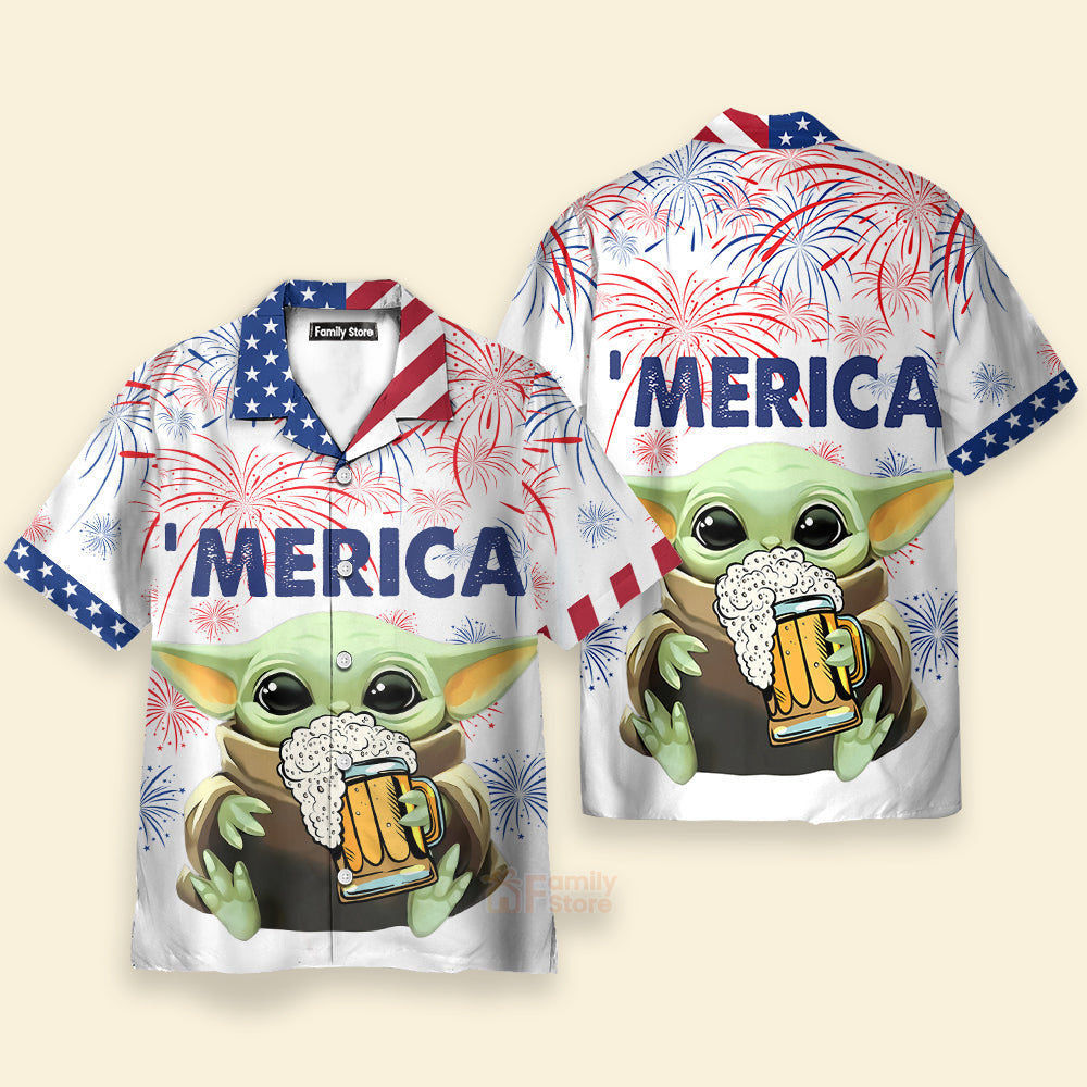 Stwa Baby Yoda With Beer Hawaiian Shirt