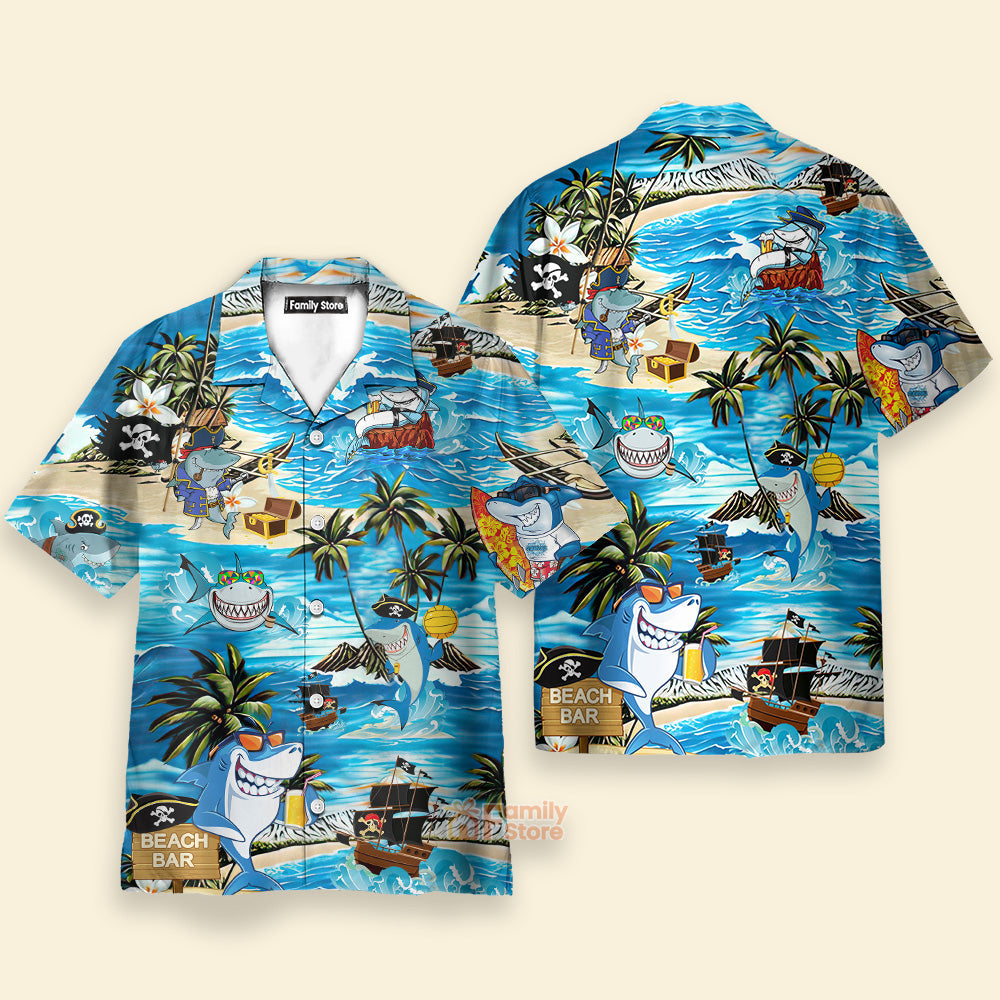 Shark Amazing Pirate Beach Bar Hawaiian Shirt