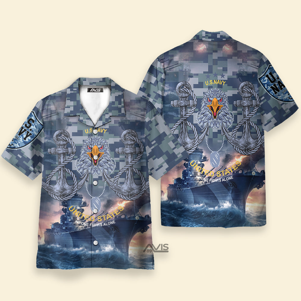 US Navy No One Fights Alone Veteran - Hawaiian Shirt