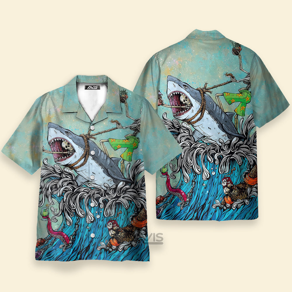 The Great Wave Off Kanagawa Shark - Hawaiian Shirt