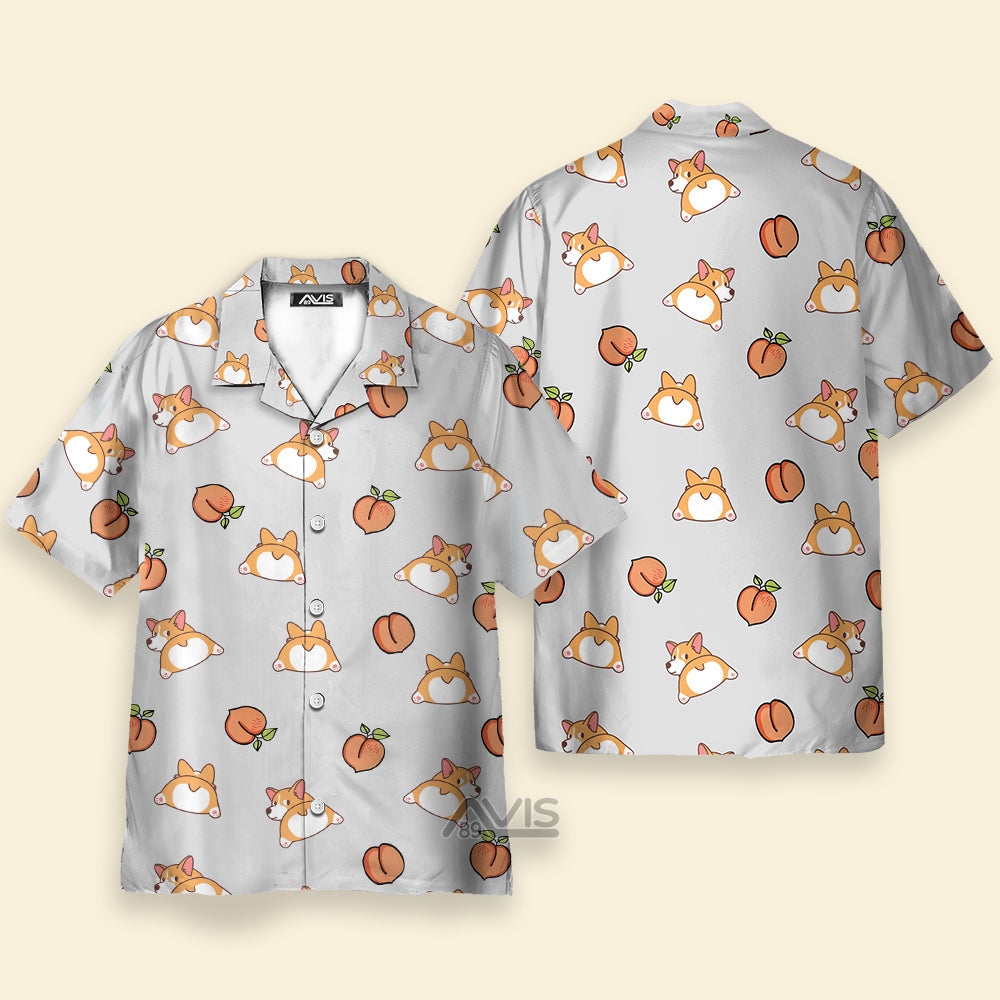 Corgi Butt And Peaches Seamless - Hawaiian Shirt