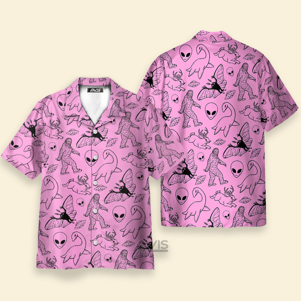 Bigfoot Alien Pink - For Men And Women - Hawaiian Shirt