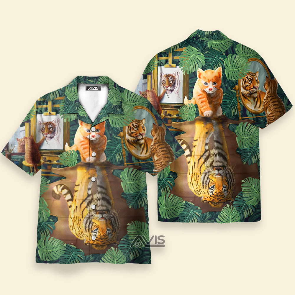 Cat And Tiger Leaf - Gift For Cat Lovers - Hawaiian Shirt