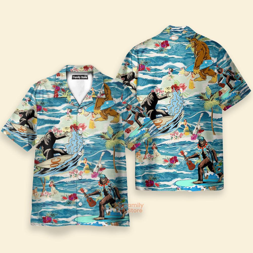 Surfing Bigfoot Aloha Vacation - Hawaiian Shirt