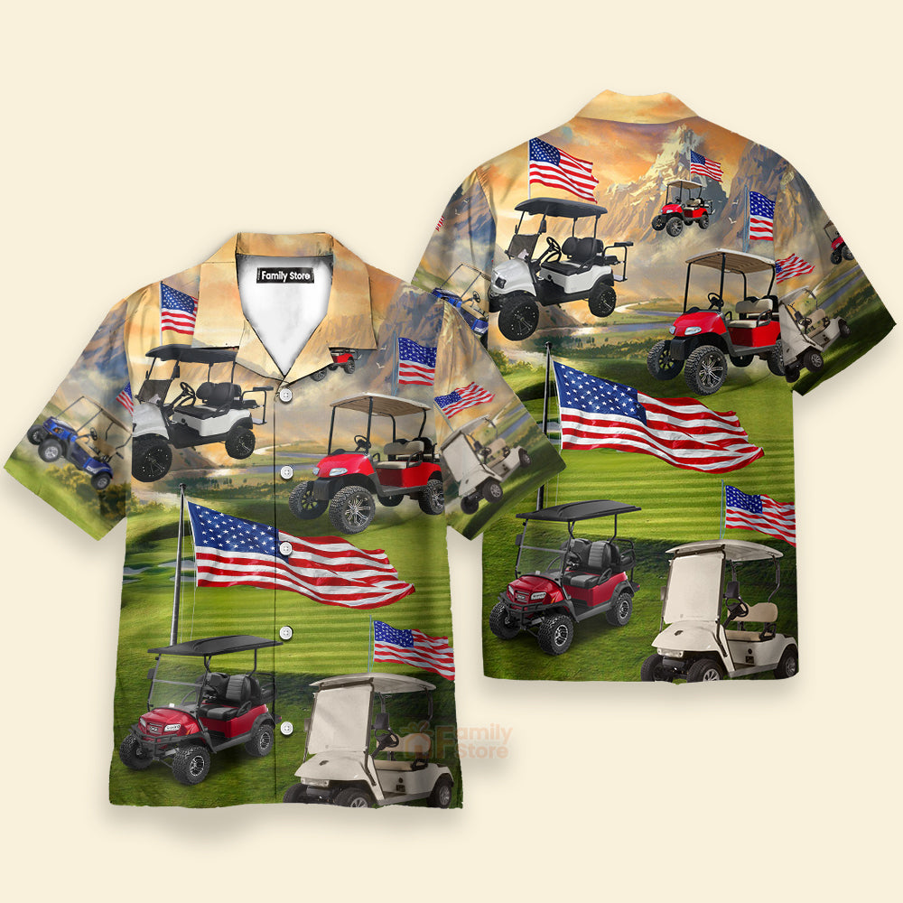 Funny Patriotic Golf Independence Day Club Car - Hawaiian Shirt