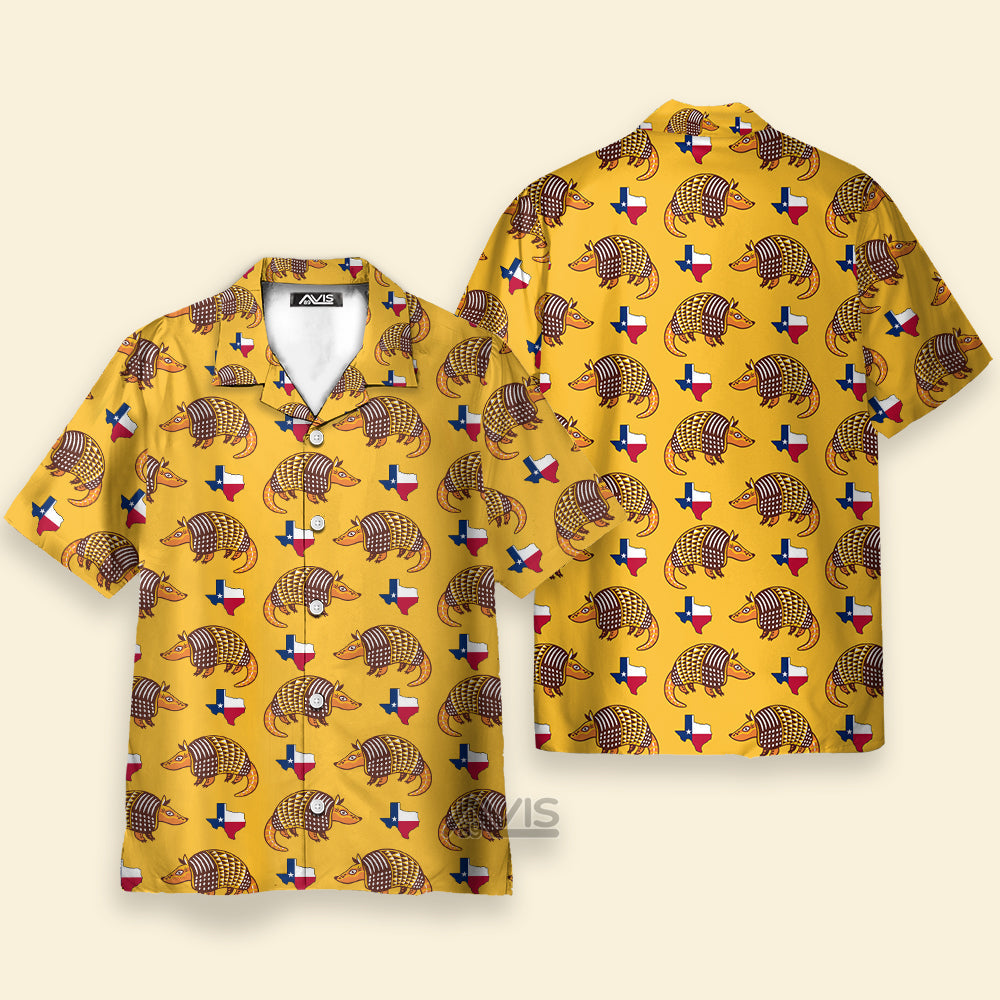 Proud Armadillo, And State Of Texas Flag Pattern - Hawaiian Shirt