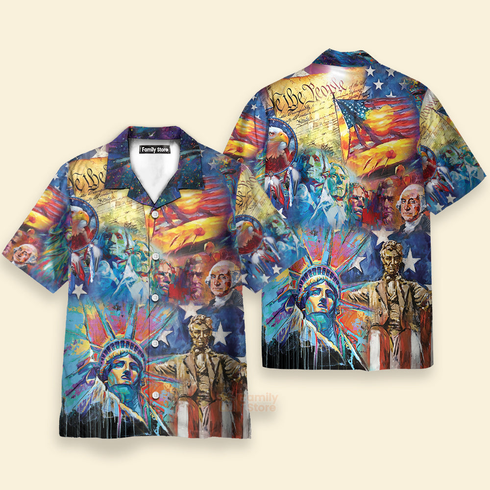 America My Patriotic Heart Beats Red White And Blue Hawaiian Shirt