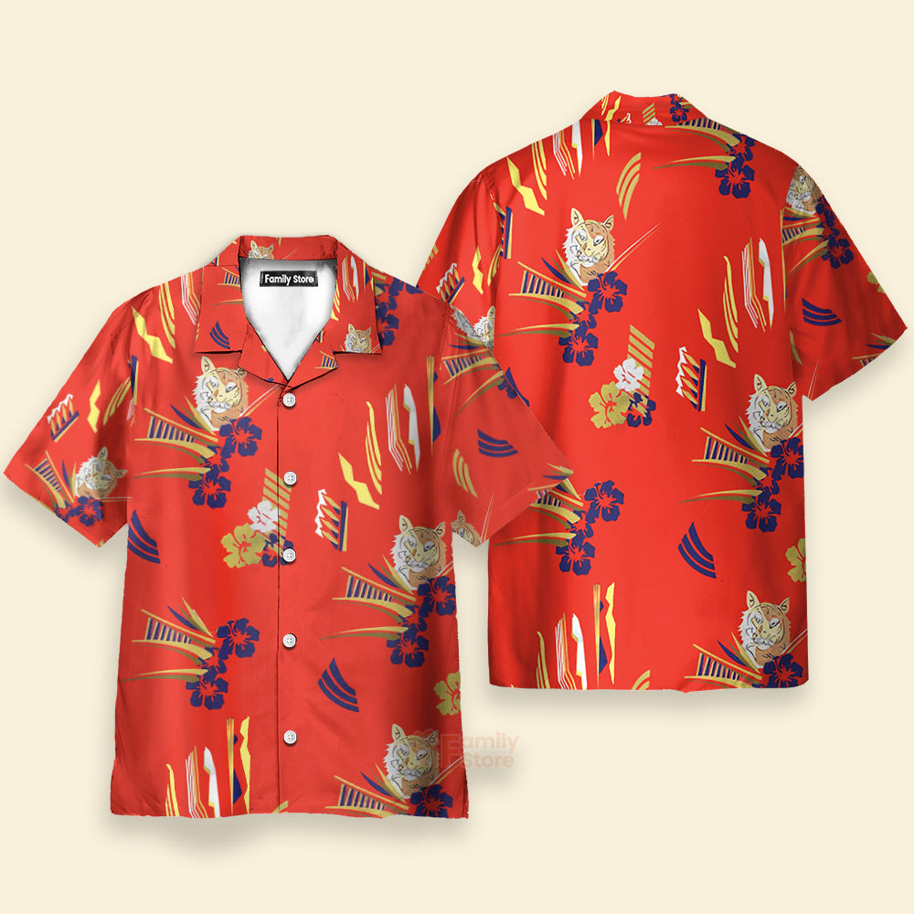 Tony Montana Exotic Tiger & Hibiscus Hawaiian Shirt, Aloha Shirt For Summer