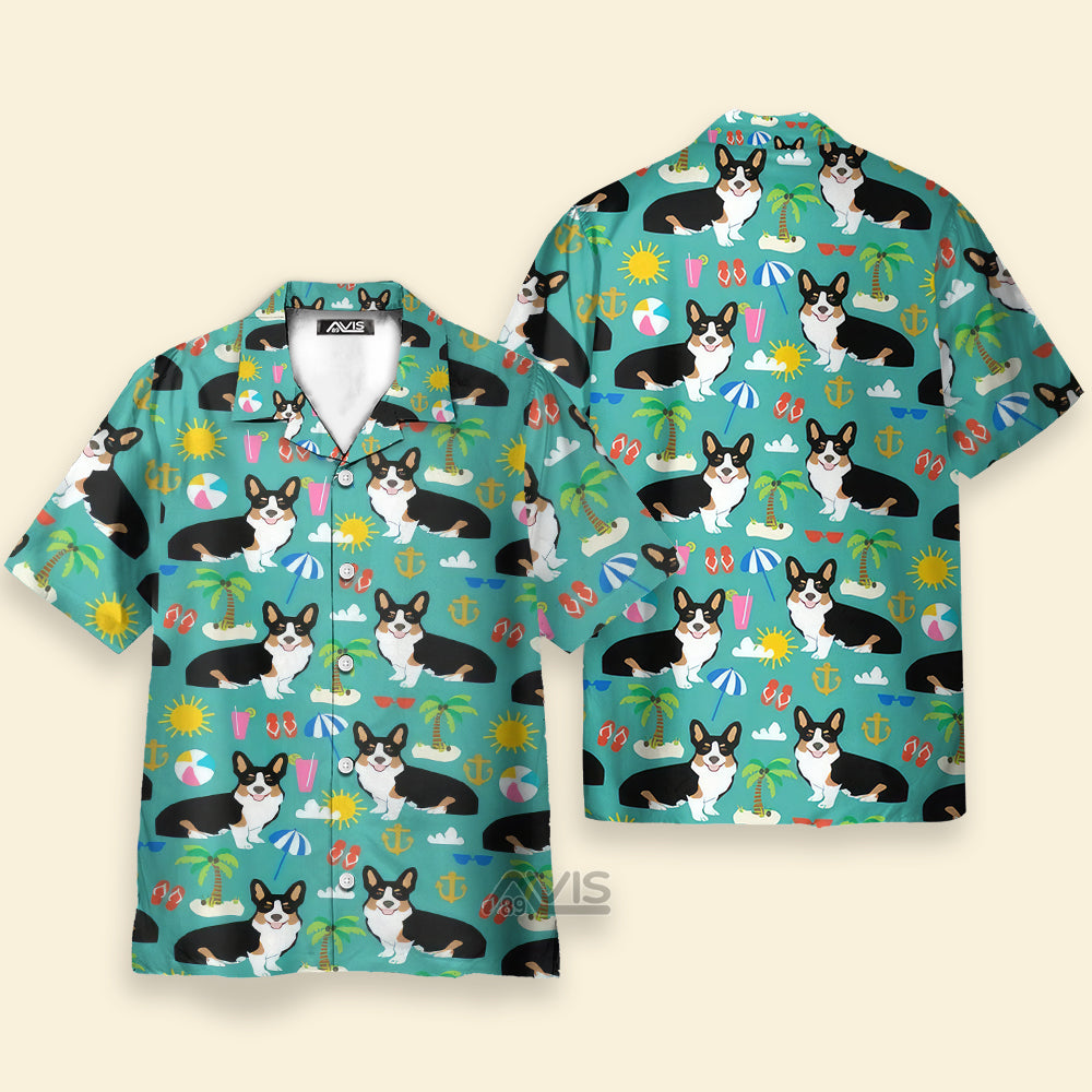 Corgi On The Beach - Hawaiian Shirt