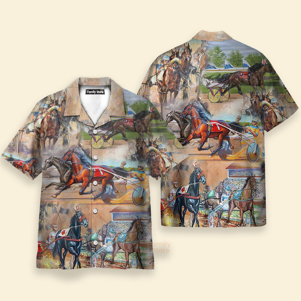 Horse Harness Racing On With Passion - Vintage Hawaiian Shirt