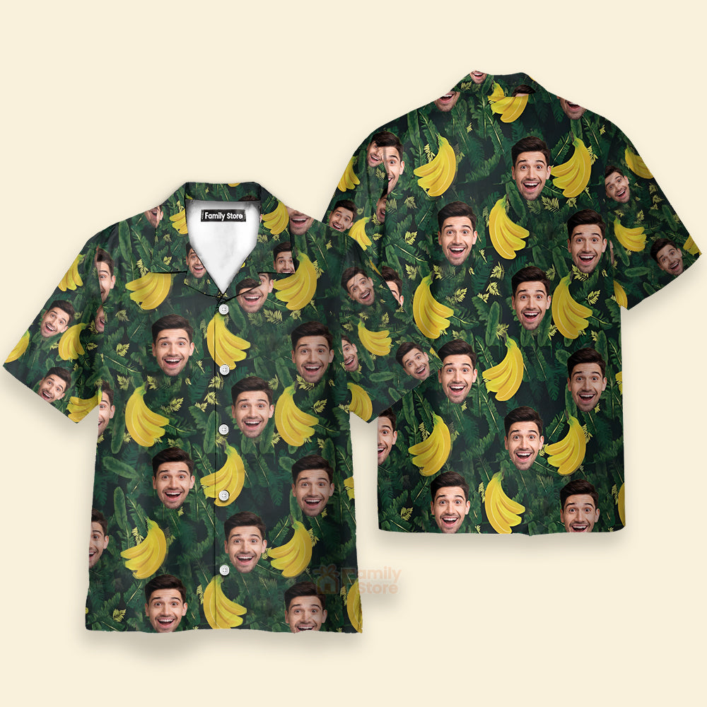 Custom Face Banana Green Unique Funny Family Hawaiian Shirt