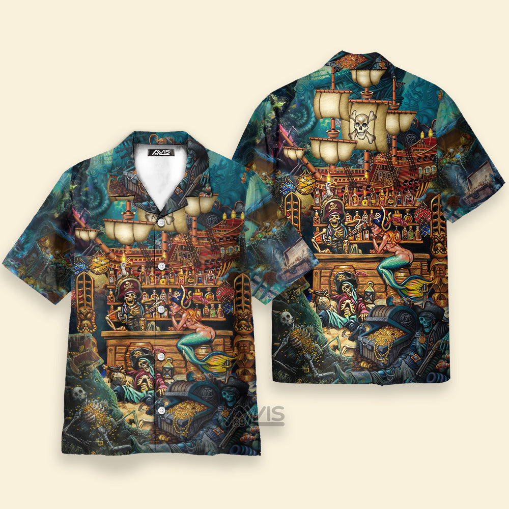 Skull Pirate Treasure Night On The Sea Style - Hawaiian Shirt