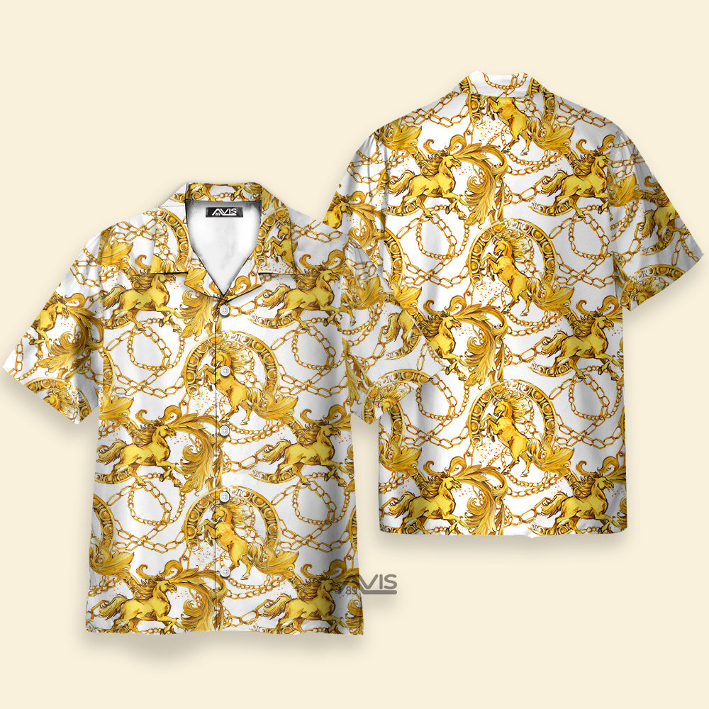 Kentucky Derby Golden Horses - Hawaiian Shirt