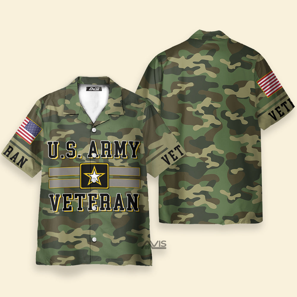 US Army Green Camouflage Veteran - Hawaiian Shirt